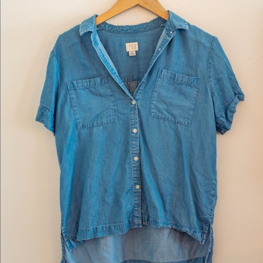 A New Day Denim Blue Button Top